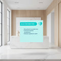 Text on a blue background about eco-contribution, including recycled box benefits.