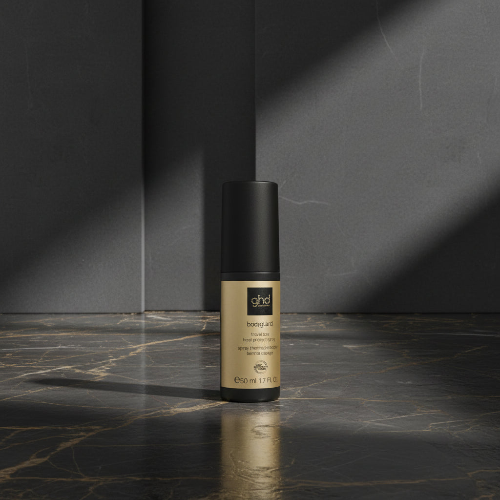 ghd hair product bottle on a white background