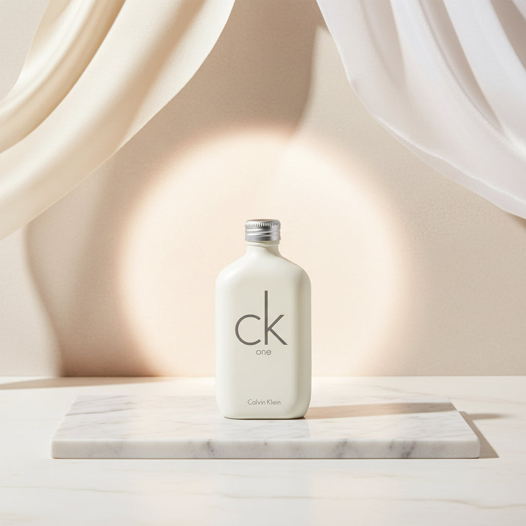 Calvin Klein CK One perfume bottle on a white background