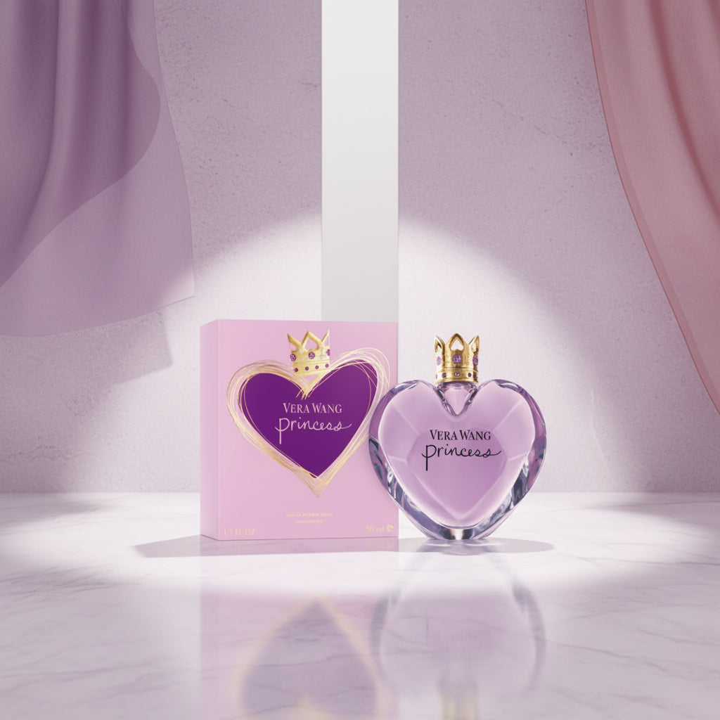 Vera Wang Princess perfume bottle and packaging on a white background