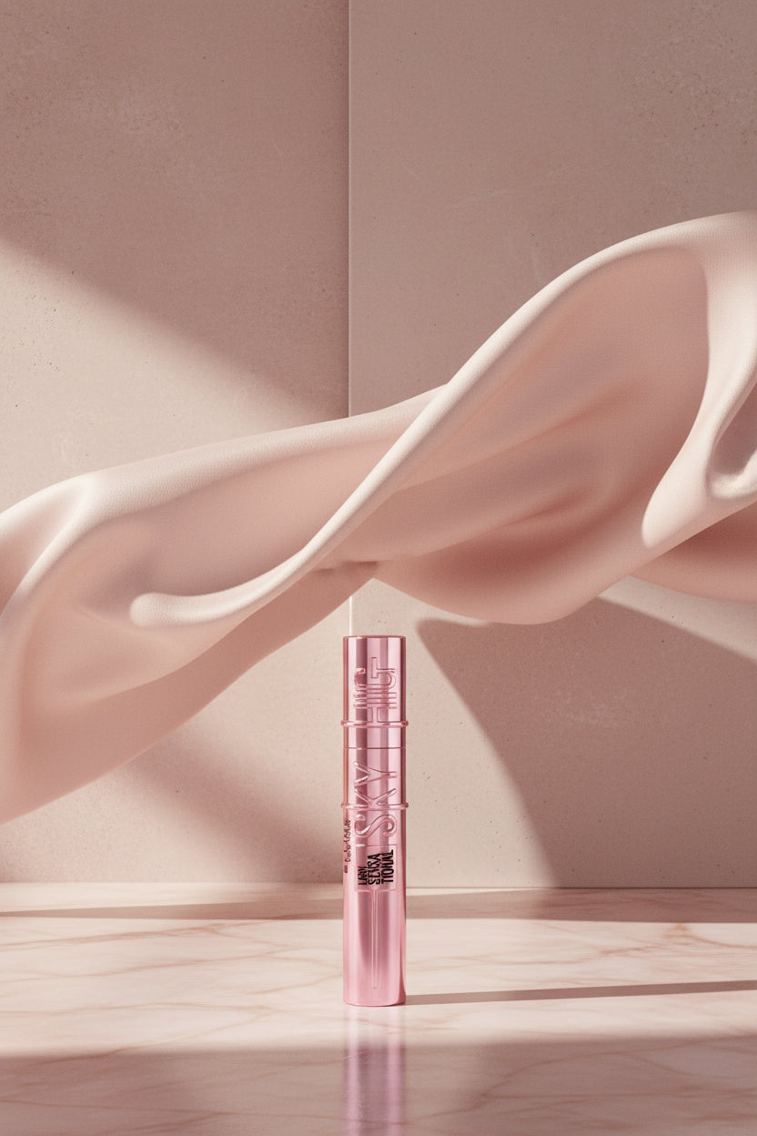 Matte Beauty Lash Sensation Neural in the Light Sky shade, shown in its signature metallic pink tube packaging.