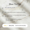 Instructions on how to use a skincare product with a blue background