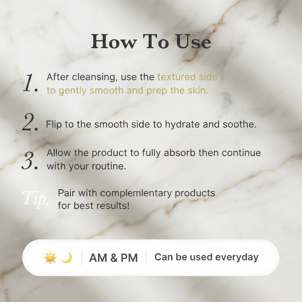 Instructions on how to use a skincare product with a blue background