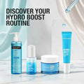 Neutrogena Hydro Boost skincare products on a light blue background with text 'Discover Your Hydro Boost Routine'.