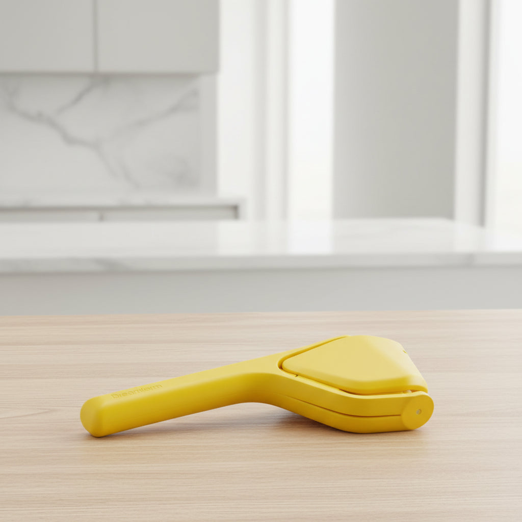 Green kitchen tool with multiple uses on a white background