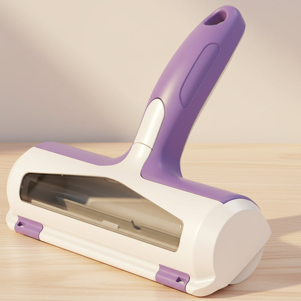 Purple and white pet hair remover with 'ACE2ACE' branding on a white background