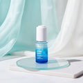 Neutrogena Hydro Boost serum bottle with hydration benefits text on a blue background
