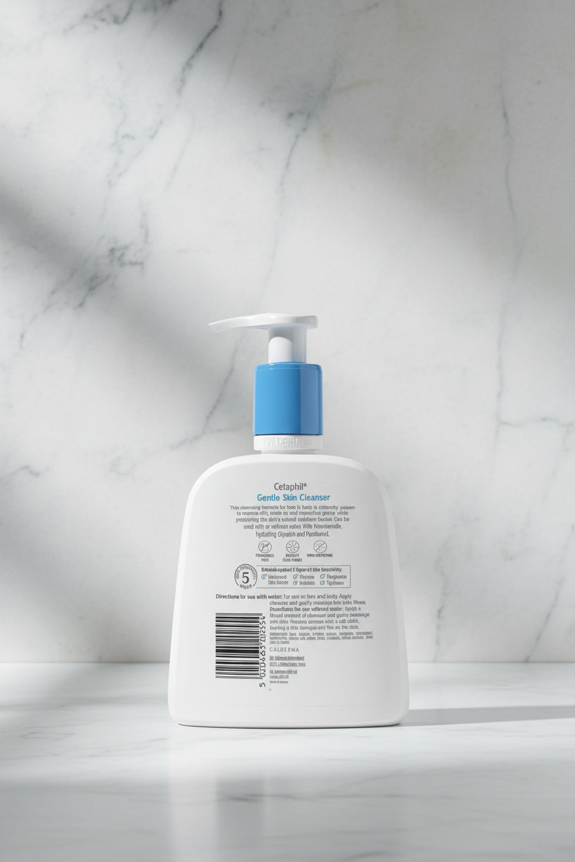 Cetaphil Gentle Skin Cleanser bottle with pump on a white background