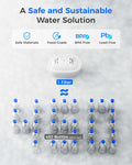 Water filter system with bottles and a filter cartridge, emphasizing safety and sustainability.