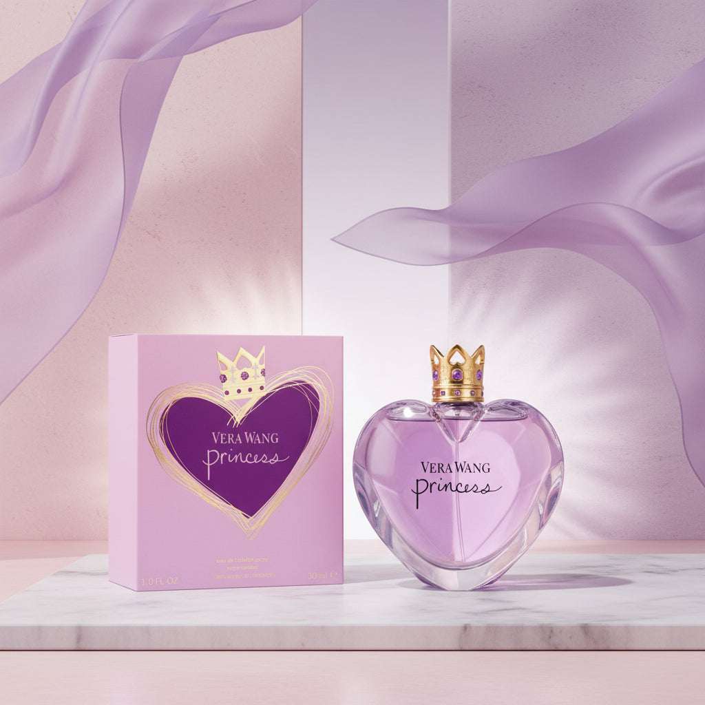 Vera Wang Princess perfume bottle and packaging on a white background