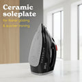 Black iron with ceramic soleplate feature on a dark background