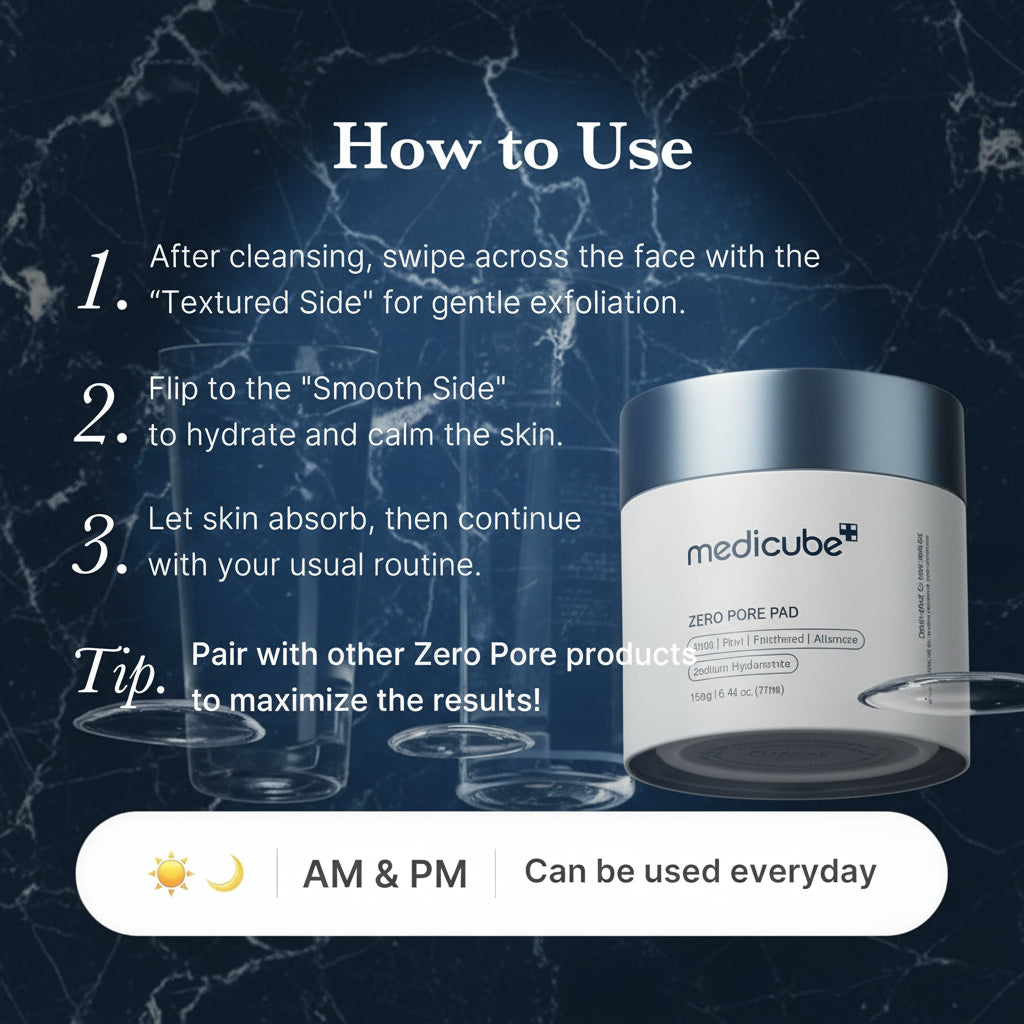 Instructions on how to use a skincare product with a blue background
