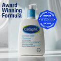 A bottle of Cetaphil Gentle Skin Cleanser with a blue pump, shown on a light blue gradient background with promotional text reading 'Award Winning Formula' and a blue Readers' Choice 2026 badge.