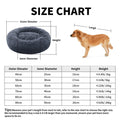 Size chart for a dog bed with dimensions and weight capacity
