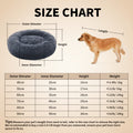 Size chart for a dog bed with dimensions and weight capacity