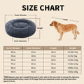 Size chart for a dog bed with dimensions and weight capacity