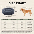 Size chart for a dog bed with dimensions and weight capacity