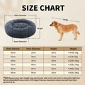 Size chart for a dog bed with dimensions and weight capacity