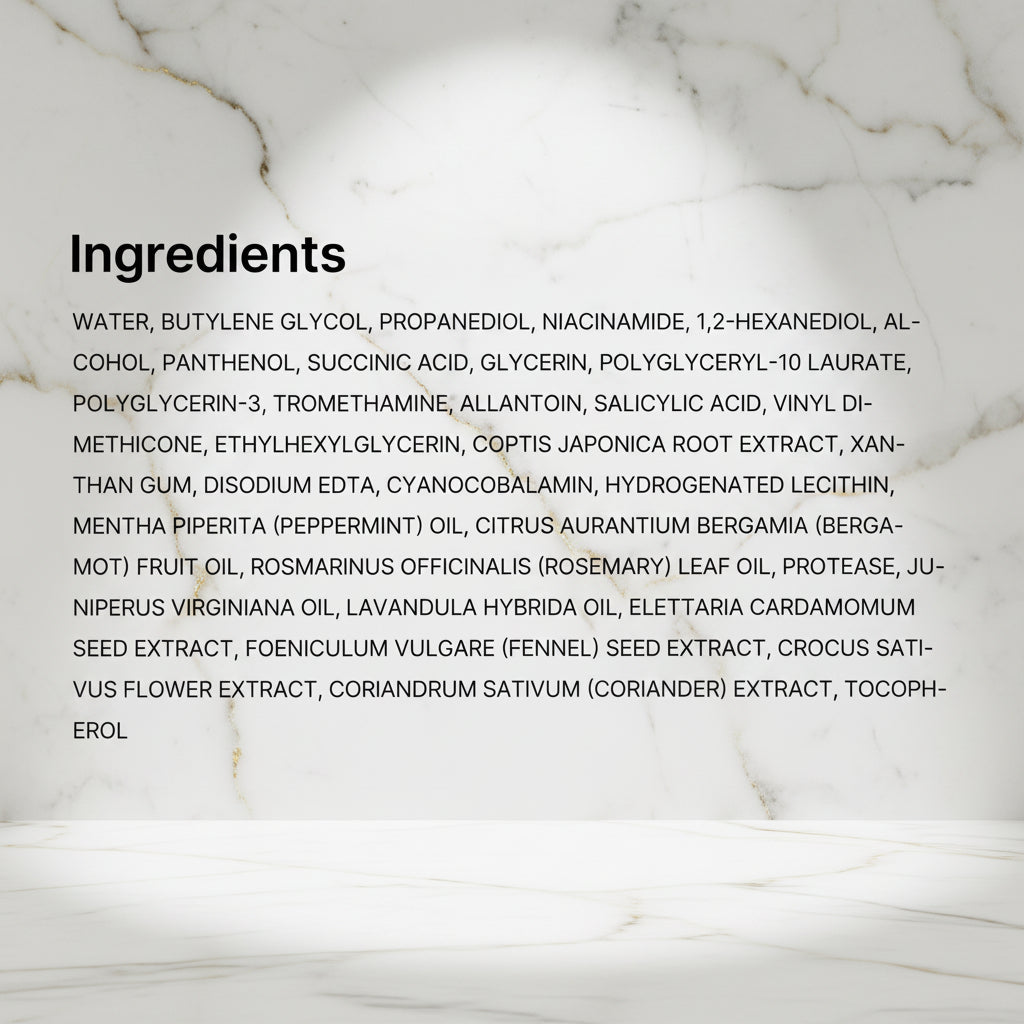 List of ingredients on a white background