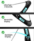 Comparison chart of Doqaus digital thermometer features on a gray background