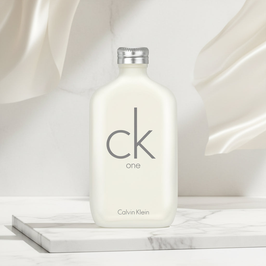 Calvin Klein CK One perfume bottle on a white background