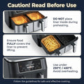 Instructions for using an air fryer with safety guidelines on an orange background