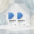 Two identical boxes of Mighty Patch Invisible+ hydrocolloid ankle patches shown side by side on a white background. The packaging features a blue top section with a white lower section, bold black text, and a small beige patch illustration.