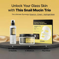 Cosrx snail mucin skincare products on a yellow background
