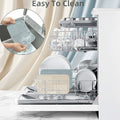 Dishwasher with silicone mats and a hand washing a mat, labeled 'Easy To Clean'.