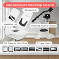 Meal prep tool set with various components on a white background