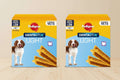 Two boxes of Pedigree Dentastix Light dog treats with visible branding and product details.