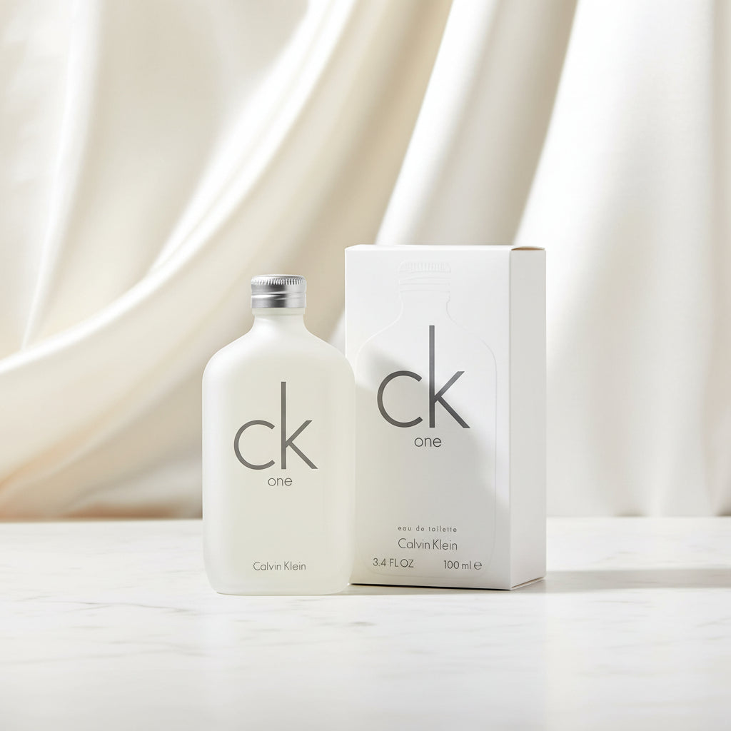 Calvin Klein CK One eau de toilette bottle and packaging on a white background
