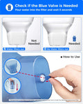 Instructions for checking and using a water filter with blue valve