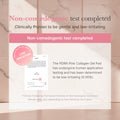 Certification label for non-comedogenic test completed on a pink background