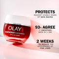 Olay Regenerist Niacinamide cream jar with skincare benefits text on a light background