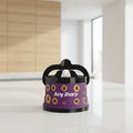 Any Sharp Any Size sharpening steel holder with a purple body decorated with yellow sunflower graphics and the brand name 'Any Sharp' in white text, featuring a black handle and base.