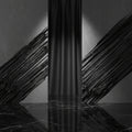 Black and white graphic design with diagonal bamboo leaf or wood grain texture and bold white French text reading 'FORMULE AUX EXTRAITS DE BAMBOU'.