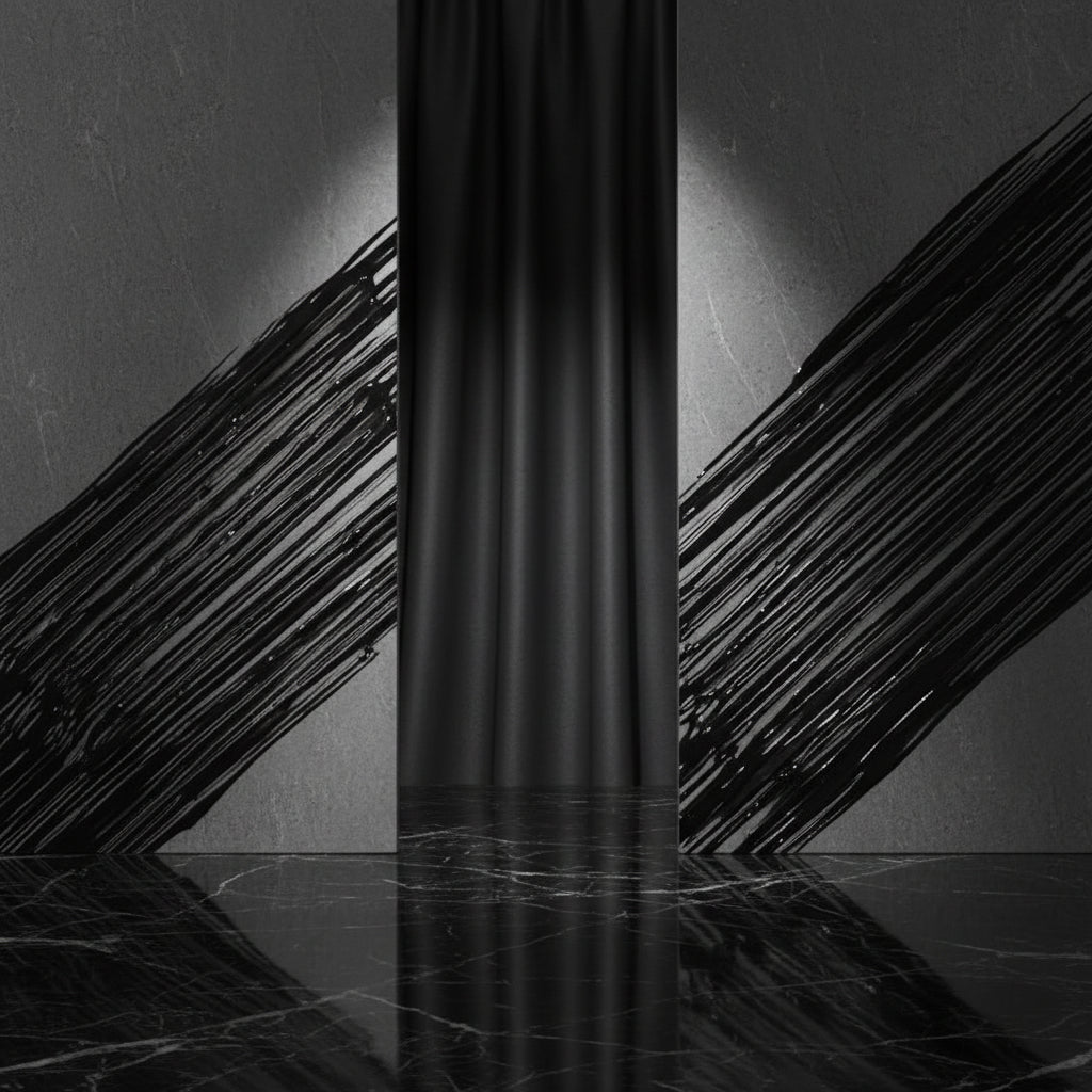 Black and white graphic design with diagonal bamboo leaf or wood grain texture and bold white French text reading 'FORMULE AUX EXTRAITS DE BAMBOU'.