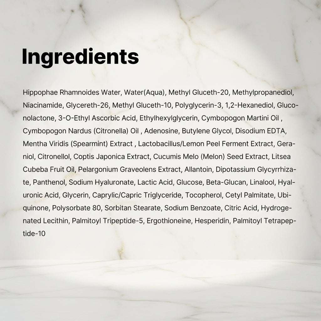 List of ingredients on a white background