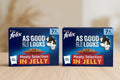 Two boxes of Purina Felix As Good As It Looks Meaty Selection In Jelly cat food, 12x count, 7+ years old, shown side-by-side on a white background.
