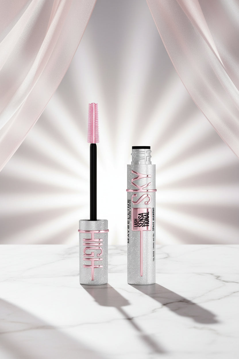 Maybelline Lash Sensational mascara with silver and pink packaging
