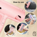 Pink ACE2AGE cleaning tool with step-by-step usage instructions on a green background