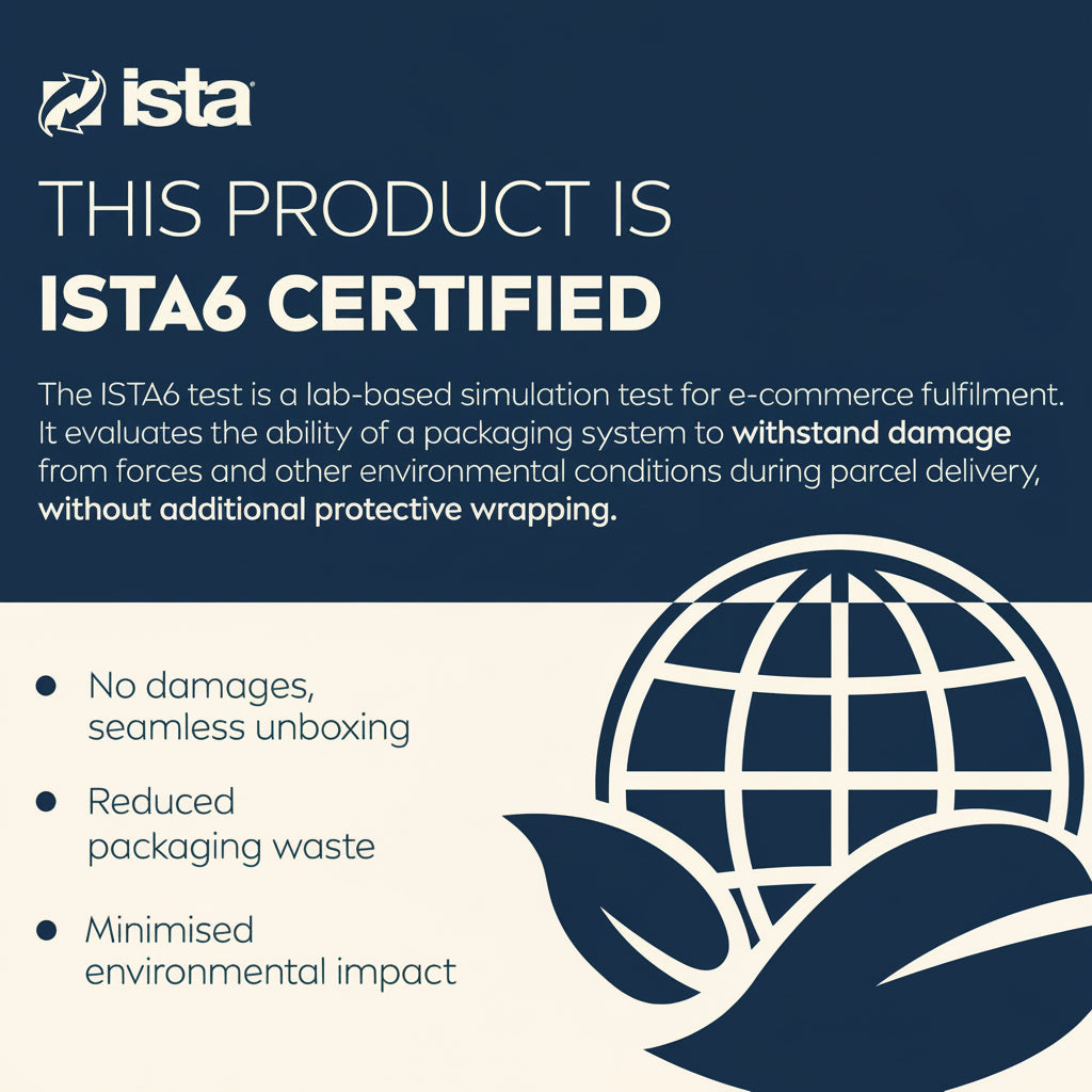 ISTA certification banner with green background and globe icon