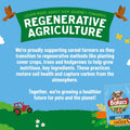Advertisement for Bakers dog food with text about regenerative agriculture on a blue background.