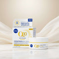 Nivea Q10 Anti-Wrinkle Power Extra Firming Day Cream SPF 30, showing the product jar in front of its retail box on a clean white background.