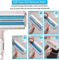 Self-clean hair remover roller with usage instructions and close-up shots.
