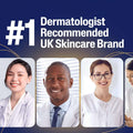 Promotional graphic for Cetaphil, featuring four dermatologists and the text '#1 Dermatologist Recommended UK Skincare Brand'.