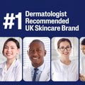 Promotional graphic for Cetaphil, featuring four dermatologists and the text '#1 Dermatologist Recommended UK Skincare Brand'.