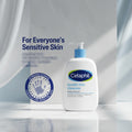 Cetaphil Gentle Skin Cleanser bottle with branding and product details on a light gray background