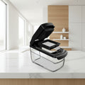 Dishwasher with food safe material and BPA/PFAS-free features, on a blurred kitchen background.